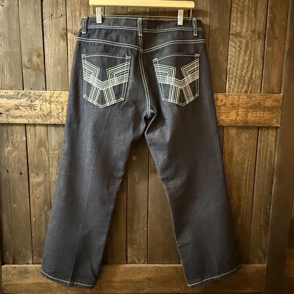 Mens Blac Lacquer Y2k Baggy Jeans